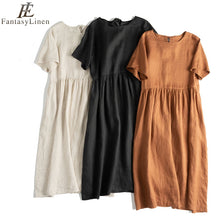 Load image into Gallery viewer, Loose Pure Color Linen Maxi Dresses Women Summer Casual Outfits