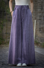 Load image into Gallery viewer, Women Tie Waist Pockets Casual Tie-Dye Wide Leg Pants, Casual Yoga Beach Trousers