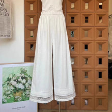 Load image into Gallery viewer, Women's Pants Lace Cotton Wide Leg Trousers For Woman Linen With Pockets