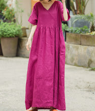 Load image into Gallery viewer, Plus Loose Fit Pure Color A-Line Dress For Women, Suitable For Holiday And Leisure