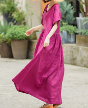 Load image into Gallery viewer, Plus Loose Fit Pure Color A-Line Dress For Women, Suitable For Holiday And Leisure