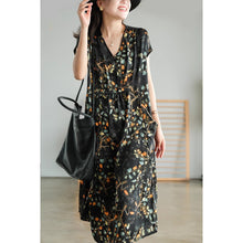 Load image into Gallery viewer, Short Sleeves Flower Print V-Neck Midi Dresses Floral Dresses