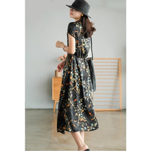 Load image into Gallery viewer, Short Sleeves Flower Print V-Neck Midi Dresses Floral Dresses
