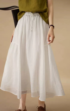 Load image into Gallery viewer, Summer Women Clothes Casual Pure Color A-Line Linen Midi Skirt, Fits Beach And Daily