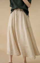 Load image into Gallery viewer, Summer Women Clothes Casual Pure Color A-Line Linen Midi Skirt, Fits Beach And Daily
