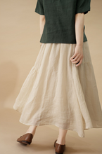 Load image into Gallery viewer, Summer Women Clothes Casual Pure Color A-Line Linen Midi Skirt, Fits Beach And Daily