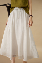 Load image into Gallery viewer, Summer Women Clothes Casual Pure Color A-Line Linen Midi Skirt, Fits Beach And Daily