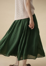 Load image into Gallery viewer, Summer Women Clothes Casual Pure Color A-Line Linen Midi Skirt, Fits Beach And Daily