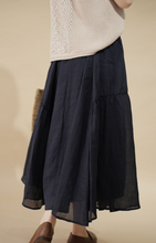 Load image into Gallery viewer, Summer Women Clothes Casual Pure Color A-Line Linen Midi Skirt, Fits Beach And Daily