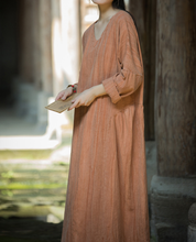 Load image into Gallery viewer, Women's Ramie V-neck Tie Dye Casual Dress, Suitable For Spring And Summer Vacation