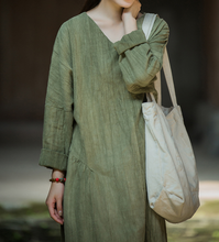 Load image into Gallery viewer, Women's Ramie V-neck Tie Dye Casual Dress, Suitable For Spring And Summer Vacation