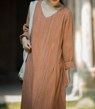 Load image into Gallery viewer, Women's Ramie V-neck Tie Dye Casual Dress, Suitable For Spring And Summer Vacation