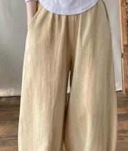 Load image into Gallery viewer, Women's Solid Colored Height Waist Pants, Natural Linen Summer Vacation Pants