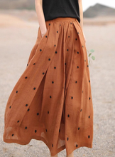 Load image into Gallery viewer, Women's Summer Retro Elastic Waist Pleated Skirt, Loose Flared Linen Lined Skirt