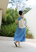 Load image into Gallery viewer, Ladies' Summer Solid Color Linen Vacation Shirt Style Casual Dress, Sleeveless Dress