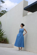 Load image into Gallery viewer, Ladies' Summer Solid Color Linen Vacation Shirt Style Casual Dress, Sleeveless Dress