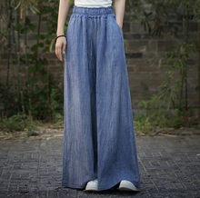 Load image into Gallery viewer, Women Tie Waist Pockets Casual Tie-Dye Wide Leg Pants, Casual Yoga Beach Trousers