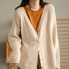 Load image into Gallery viewer, Cotton Sweater for Women, Casual Knit Sweater, Beige Cardigan Sweater