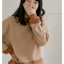 Load image into Gallery viewer, Cotton Cropped Sweater, Loose Patchwork Sweater, Casual Crew-Neck Pullover