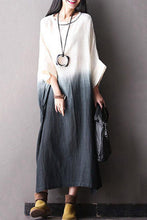 Load image into Gallery viewer, Plus Size Bat Sleeve Cotton Linen Loose Casual Fitting Long Dresses For Women