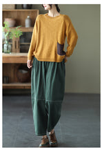 Load image into Gallery viewer, Cotton Pants for Women, Black Harm Pants, Brown Pocket Pant