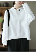 Load image into Gallery viewer, Cotton Hooded Fleece, Loose Hoodies for Women, Long Sleeve Pullover Hoodie