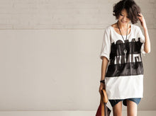 Load image into Gallery viewer, White/Black/Gray Simple Big Letter T-shirt Causel Matching Blouse Women Clothes T50A - FantasyLinen