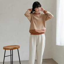 Load image into Gallery viewer, Cotton Cropped Sweater, Loose Patchwork Sweater, Casual Crew-Neck Pullover