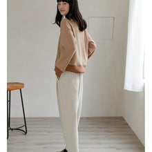 Load image into Gallery viewer, Cotton Cropped Sweater, Loose Patchwork Sweater, Casual Crew-Neck Pullover