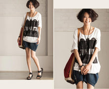Load image into Gallery viewer, White/Black/Gray Simple Big Letter T-shirt Causel Matching Blouse Women Clothes T50A - FantasyLinen