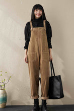 Load image into Gallery viewer, Wide Leg Corduroy Overalls For Women/Casual Jumpsuit/Winter and Spring Jumpsuit, Blue and Beige color Overalls fit Summer

