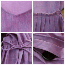 Load image into Gallery viewer, Women's Linen Pure Color V Neck Waist Drawstring Dress