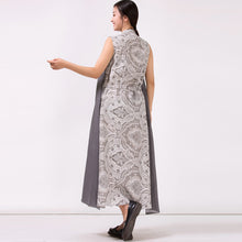 Load image into Gallery viewer, Women's Linen Printed Sleeveless Dress