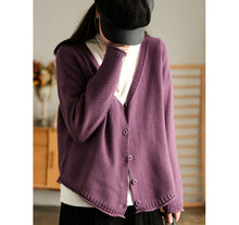 Load image into Gallery viewer, Cotton Sweater for Women, Casual Knit Sweater, Beige Cardigan Sweater