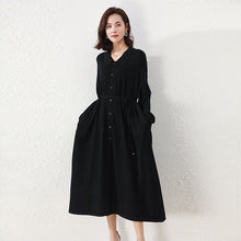 Load image into Gallery viewer, Winter Long Sleeve Dress, Wool Dresses for Women, Causal Long Button Up Dress