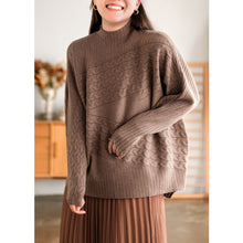 Load image into Gallery viewer, Cotton Pullover for Women, Crew Neck Sweater, Camel Cropped Sweater