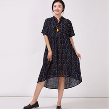 Load image into Gallery viewer, Women's Stand Collar Cotton Colored printed Dress
