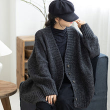 Load image into Gallery viewer, Woolen Cardigan Sweater, Woolen Sweater for Women, V Neck Sweater