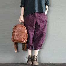 Load image into Gallery viewer, Purple Linen Turnip Pants Simple Causel Trousers Women Clothes