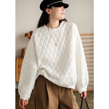 Load image into Gallery viewer, Women Pullover Sweater Crew-neck Sweatshirt, White Tops for Women