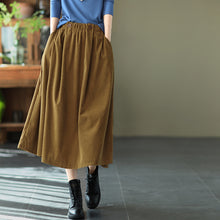 Load image into Gallery viewer, Vintage Cotton Skirt, Loose Skirt with Pocket, Casual Black Skrit,