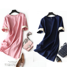 Load image into Gallery viewer, Simple Casual Spliced Linen Dress Women Clothes
