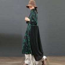 Load image into Gallery viewer, Women's Loose Printed Spliced Stand Collar Dress