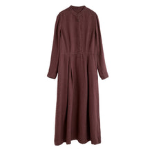 Load image into Gallery viewer, Women's Stand Collar Long SLeeves Linen Dress