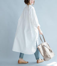 Load image into Gallery viewer, White Fashion Pure Color Cotton Long Shirt Dresses Q3101A - FantasyLinen