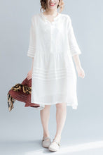 Load image into Gallery viewer, White Casual Big Hem Linen Summer Shirt Dresses Women Clothing Q3108 - FantasyLinen