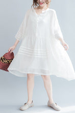 Load image into Gallery viewer, White Casual Big Hem Linen Summer Shirt Dresses Women Clothing Q3108 - FantasyLinen