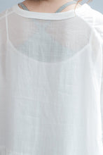 Load image into Gallery viewer, White Casual Big Hem Linen Summer Shirt Dresses Women Clothing Q3108 - FantasyLinen