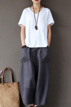 Load image into Gallery viewer, Gray Loose Cotton Linen Casual Ankle Length Pants Women Clothes P1203 - FantasyLinen