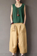 Load image into Gallery viewer, Khaki Loose Cotton Linen Casual Ankle Length Pants Women Clothes P1203 - FantasyLinen